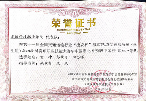 祝贺白菜官网在2019“捷安杯”职业技能大赛(车辆控制学生组)湖北省预赛获得优异成绩 祝贺白菜官网在2019“捷安杯”职业技能大赛(车辆控制学生组)湖北省预赛获得优异成绩